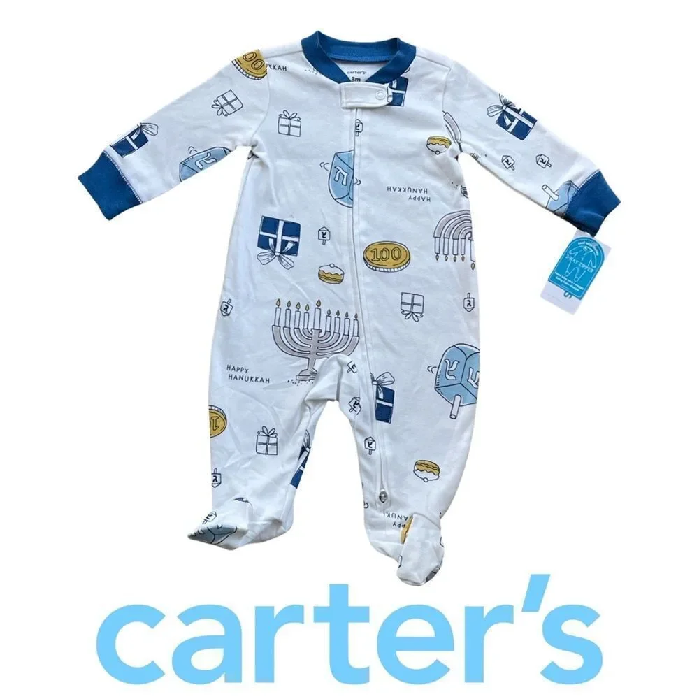 Carter’s Baby Boys & Baby Girls Hanukkah 2 Way Zip Sleep & Play Size 3 Month NWT
